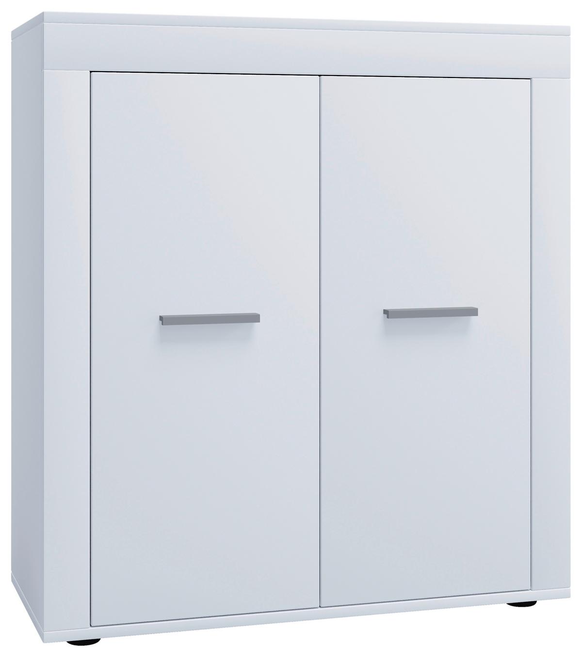 Kommode Usilo Weiß B: 80 cm - Silberfarben/Weiß, Design, Holzwerkstoff (80/89/35cm) - MID.YOU