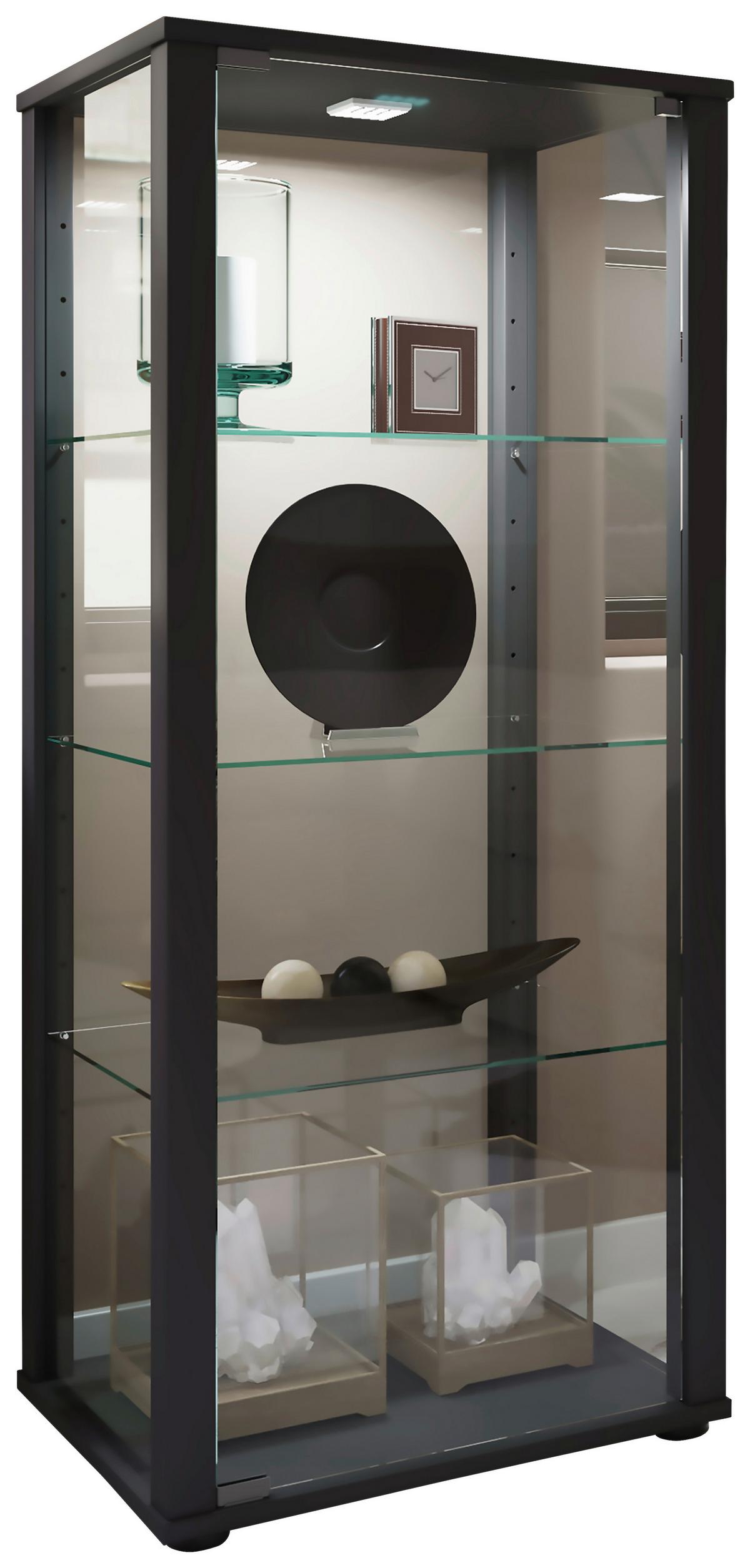 Vitrine Kavisa Schwarz B: 50 Cm - Schwarz, MODERN, Glas/Holzwerkstoff (50/114,5/38cm) - MID.YOU