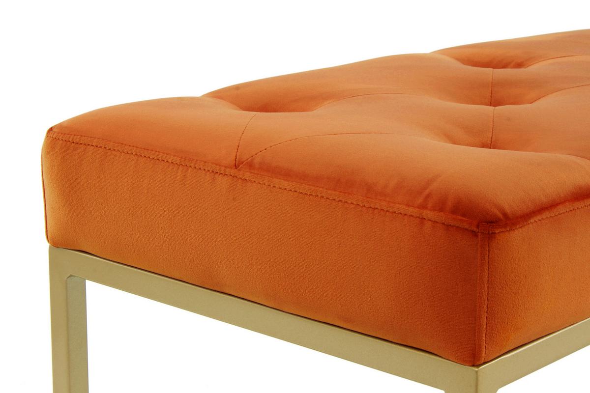 Lavica DIAZ - oranžová/zlatá, Design, kov/kompozitné drevo (40/40/90cm) - MID.YOU