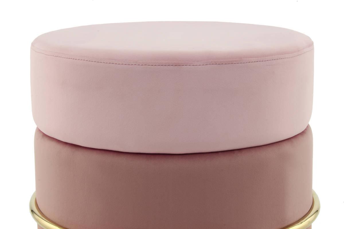 Pouf Samt Rosa H: 46 cm Rund - Goldfarben/Rosa, Basics, Holzwerkstoff/Textil (48,5/46/48,5cm) - Kayoom