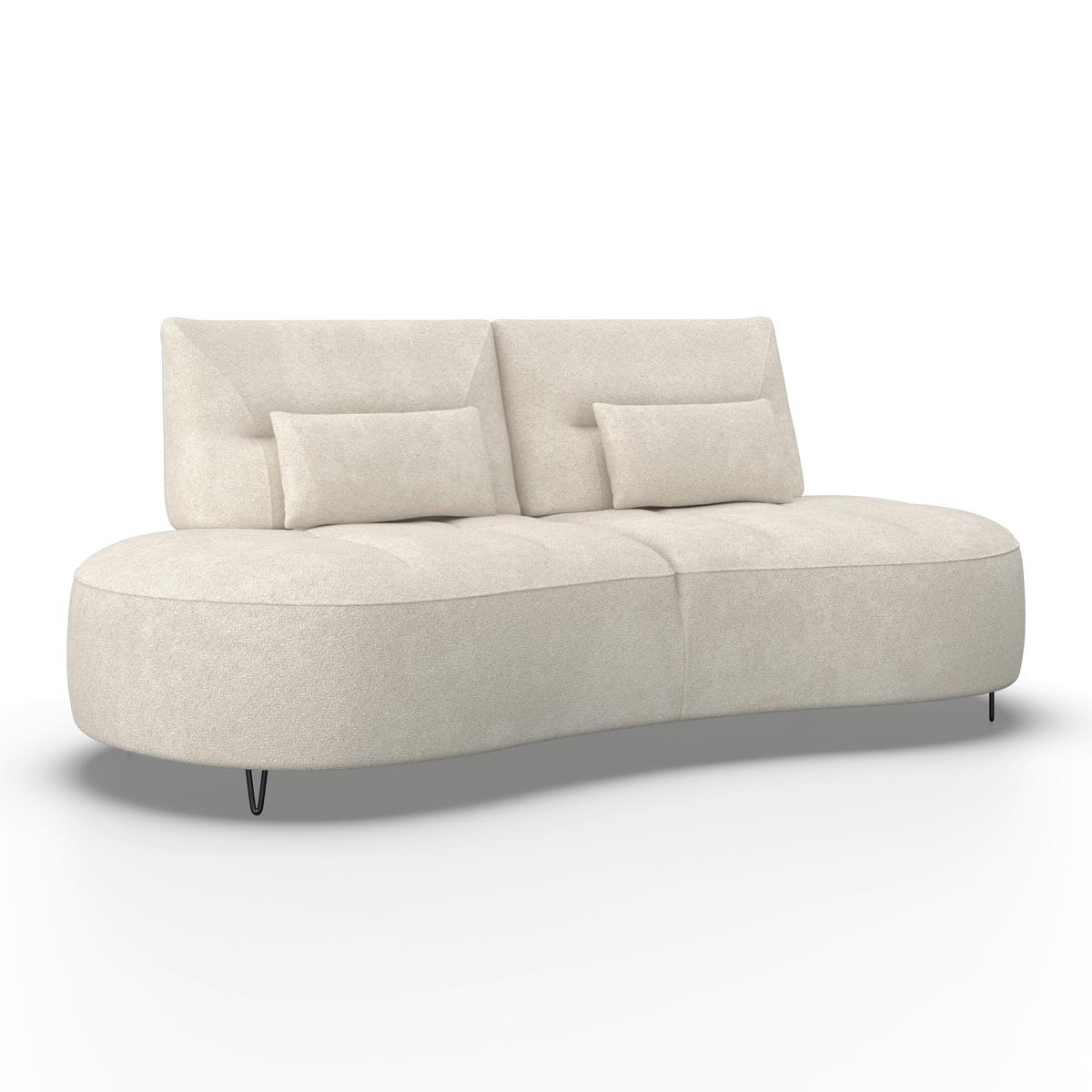Dvoumístná pohovka BENNY, béžové buklé, max. 360 kg - černá/béžová, Moderní, kov/dřevo (224/85/114cm) - Bessagi Home
