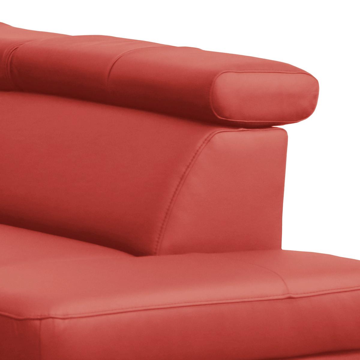 Ecksofa Lince Rot S: 257x197 Cm - Chromfarben/Rot, Design, Leder/Textil (257/197cm) - Livetastic