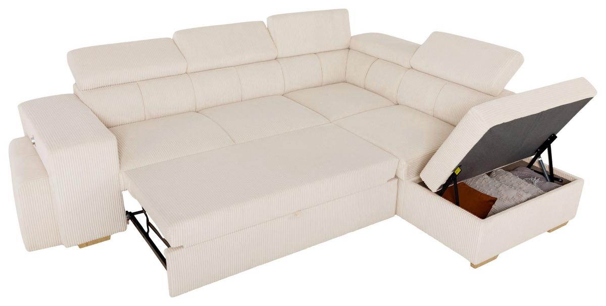 Ecksofa Sirius L creme, 267x218cm - Eichefarben/Creme, KONVENTIONELL, Holz/Holzwerkstoff (267/218cm)