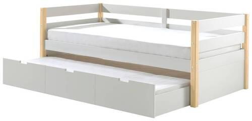 Ausziehbett Inkl. Bettkasten Margrit 90x200 Cm, Weiß - Weiß/Kieferfarben, MODERN, Holz/Holzwerkstoff (90/200cm) - MID.YOU