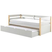 Ausziehbett Kiefer +lattenrost 90x200 cm Margrit Weiß/Natur - Weiß/Kieferfarben, MODERN, Holz/Holzwerkstoff (90/200cm) - MID.YOU