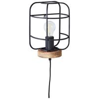 Wandleuchte 99235/66 Gwen - Schwarz/Braun, Natur, Holz/Metall (29/19/13,5cm) - Brilliant