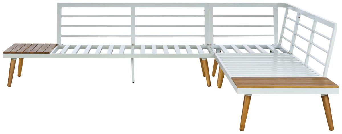 Loungegarnitur 3 Tlg. Madeira Aus Stahl/holz Mit Kissen - Dunkelgrau/Weiß, MODERN, Holz/Textil (90/30/70cm) - Beldano