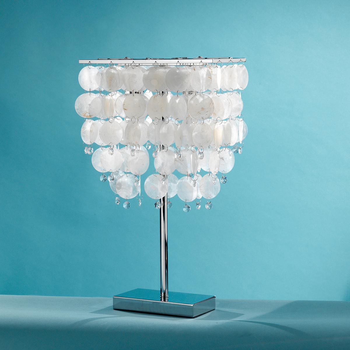 Tischleuchte Chromfarben Perlmutt L: 30 cm - Chromfarben/Perlmutt, Basics, Naturmaterialien/Kunststoff (30/30/50cm)
