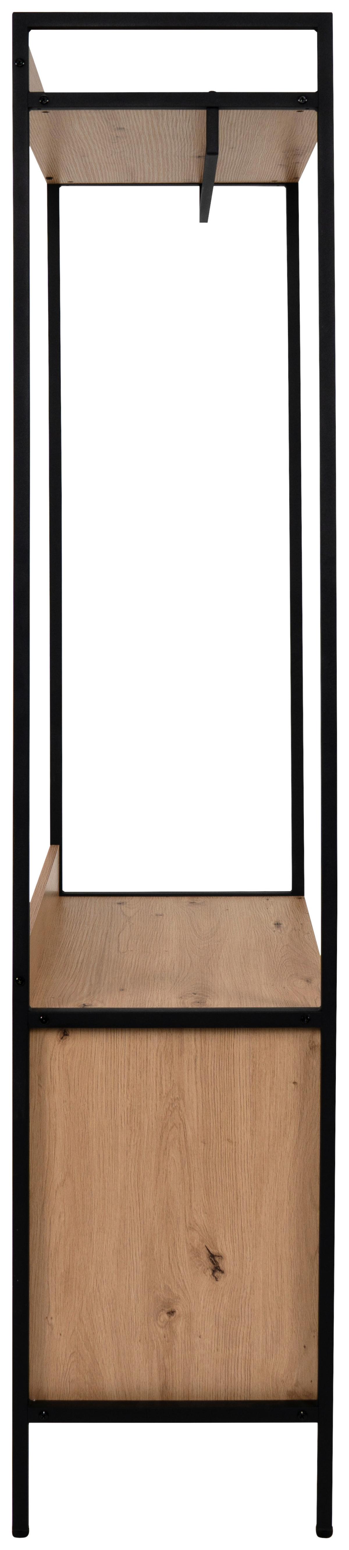 Garderobe Dhaka Eichefarben/schwarz B: 64 Cm - Schwarz, MODERN, Holzwerkstoff/Metall (64/190/40cm)