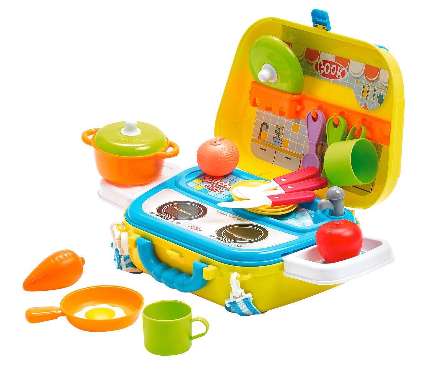 Kinderspielset im Koffer ab 3 Jahren, versch. Modelle - Blau/Gelb, Basics, Kunststoff (25/19/10cm)
