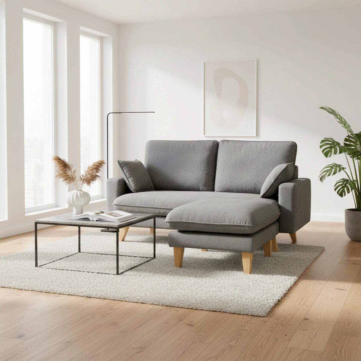 Sedací souprava ILLA, tmavě šedá - tmavě šedá/barvy buku, Moderní, dřevo/textil (154/155cm) - Bessagi Home