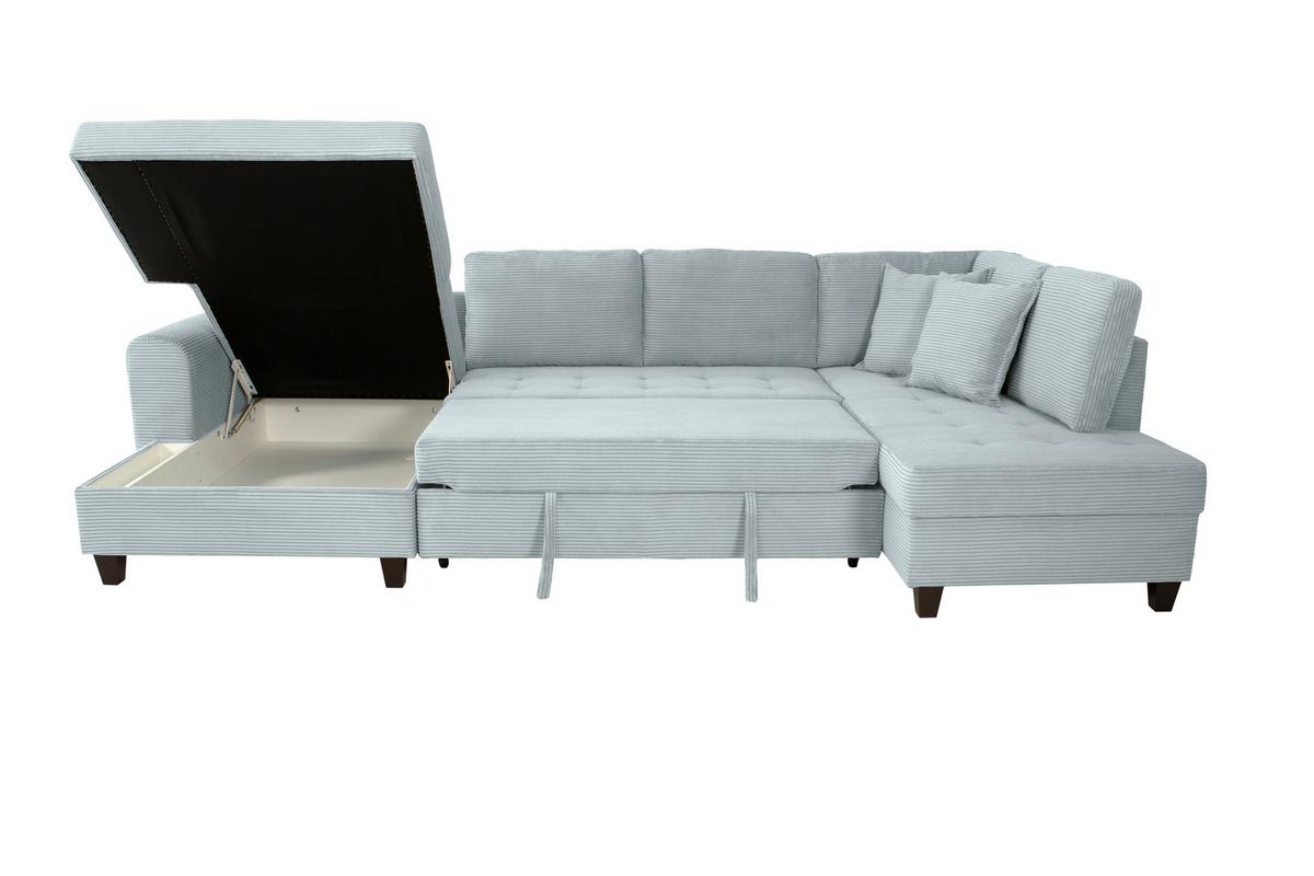 Wohnlandschaft Moritz Graugrün U-Form:155x324x178 Cm - Graugrün, Trend, Textil (155/324/178cm)