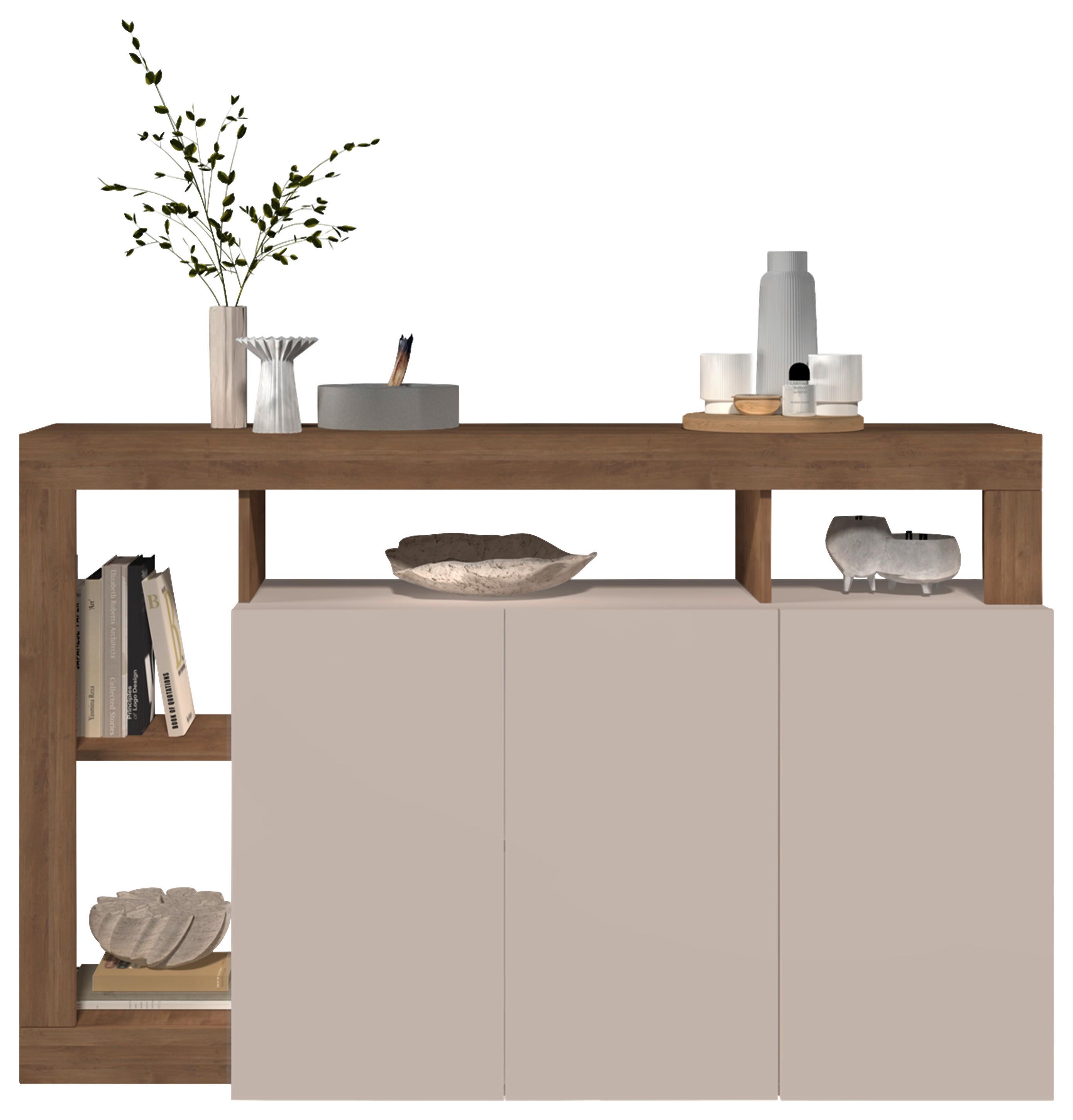 Sideboard Hamburg Eiche Dekor, Kaschmir B: 146cm - Kaschmir/Eichefarben, MODERN, Holzwerkstoff (146/93/42cm)