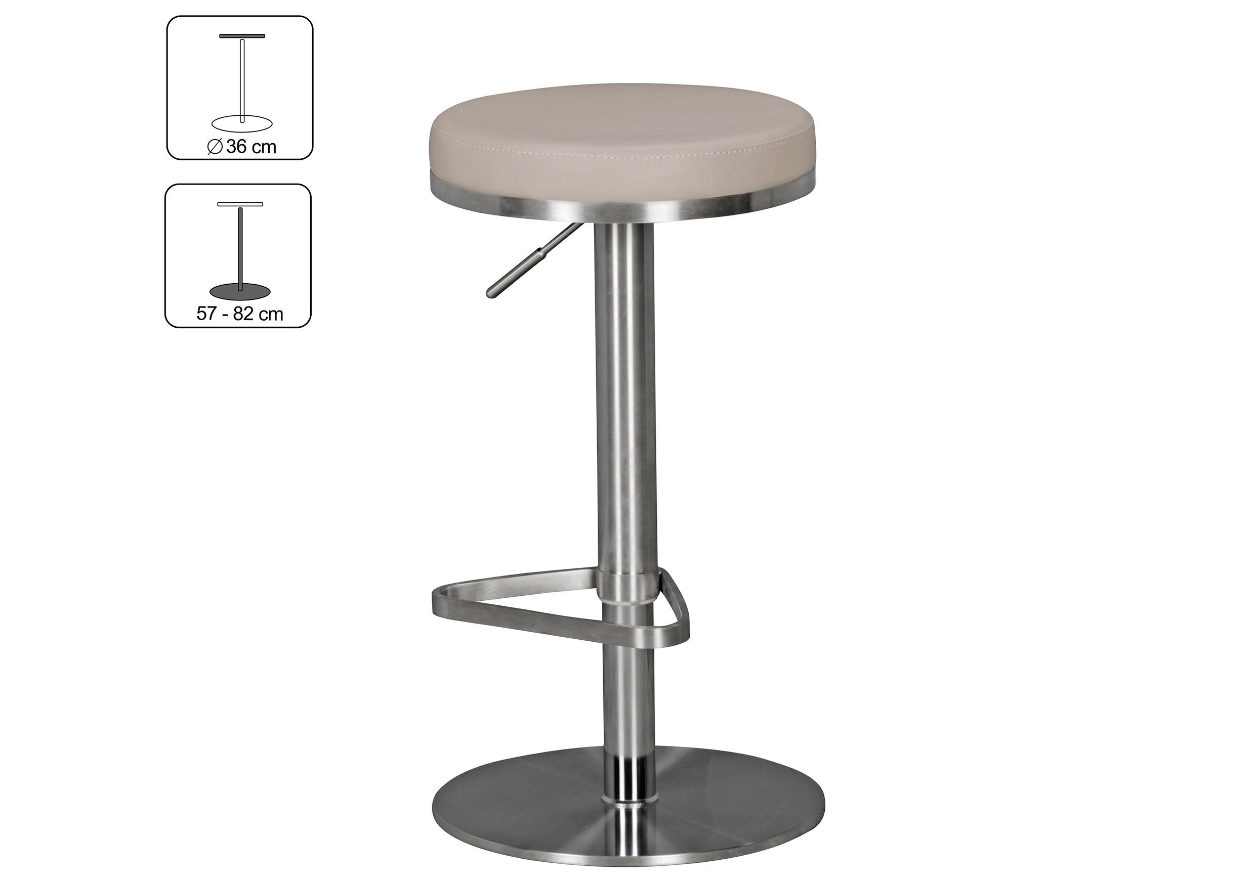 Barhocker höhenverstellbar und 360° drehbar Taupe - Taupe/Silberfarben, MODERN, Textil/Metall (38/57/38cm) - MID.YOU