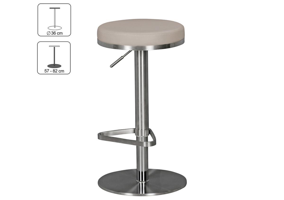 Barhocker höhenverstellbar und 360° drehbar Taupe - Taupe/Silberfarben, MODERN, Textil/Metall (38/57/38cm) - MID.YOU