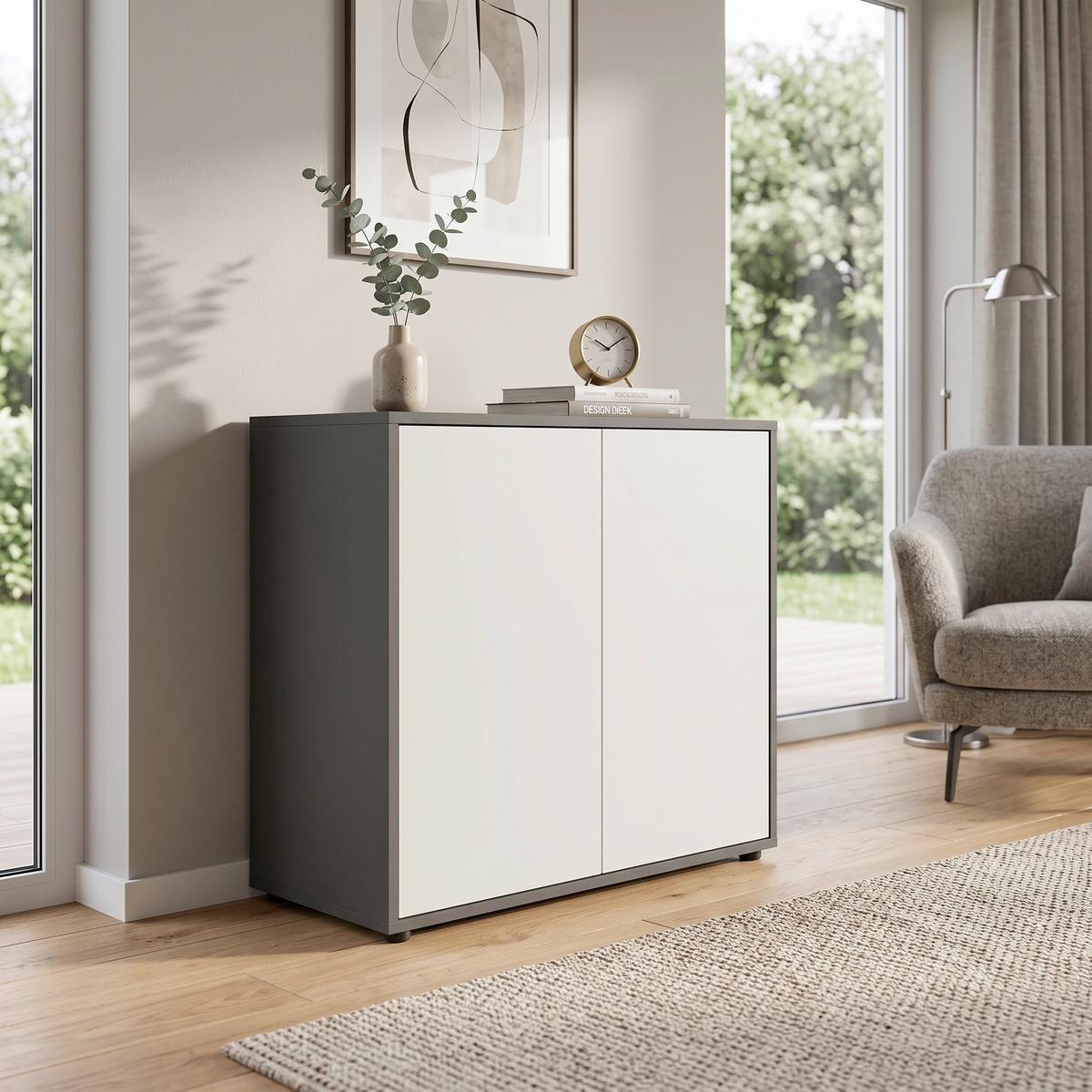Kommode 79 cm Mailand Typ 4, Anthrazit - Anthrazit/Schwarz, MODERN, Holzwerkstoff (79/73/33cm) - MID.YOU
