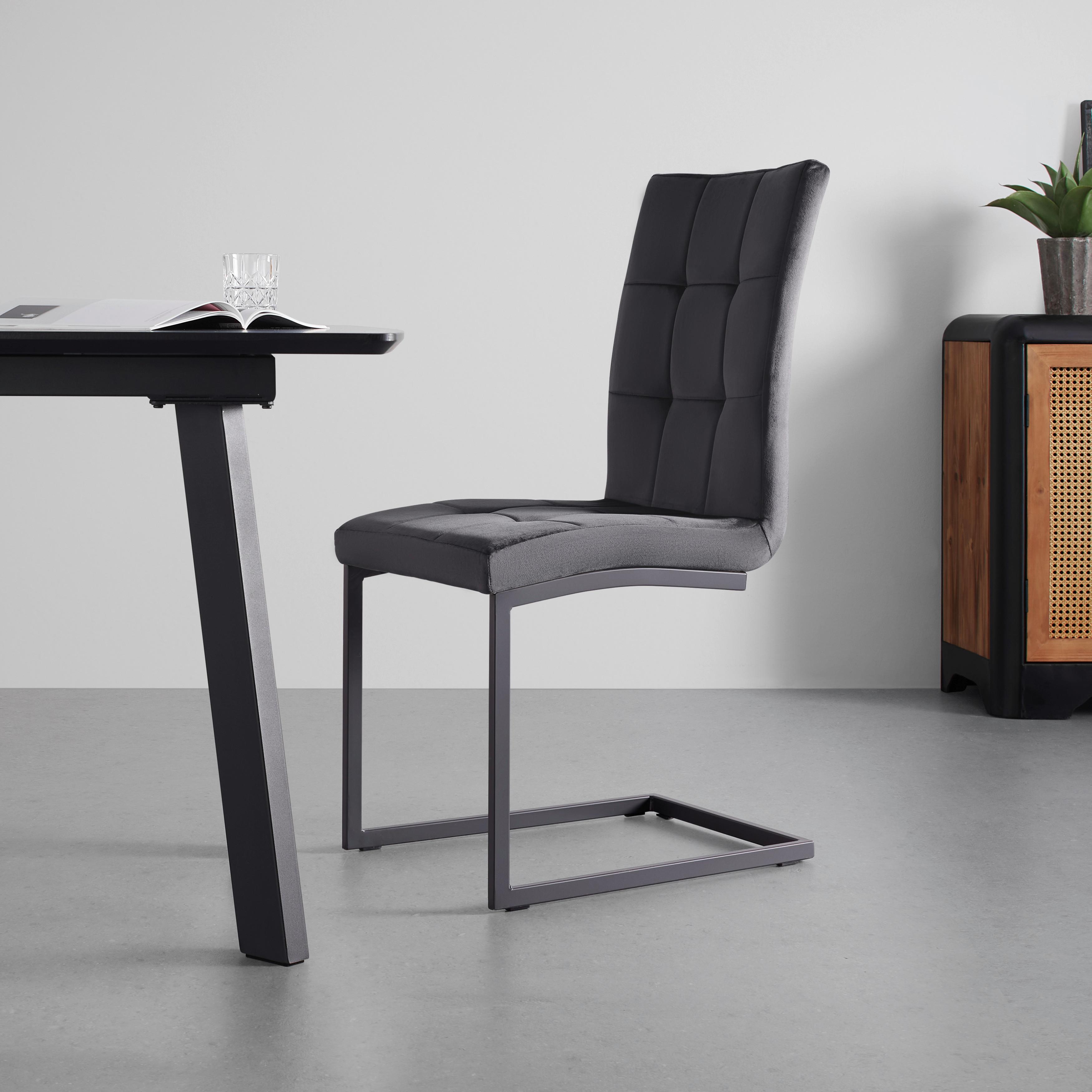 Dvojdielna sada stoličiek MELA tmavosivá - čierna/tmavosivá, Modern, kov/textil (44/95/60cm) - PBJ