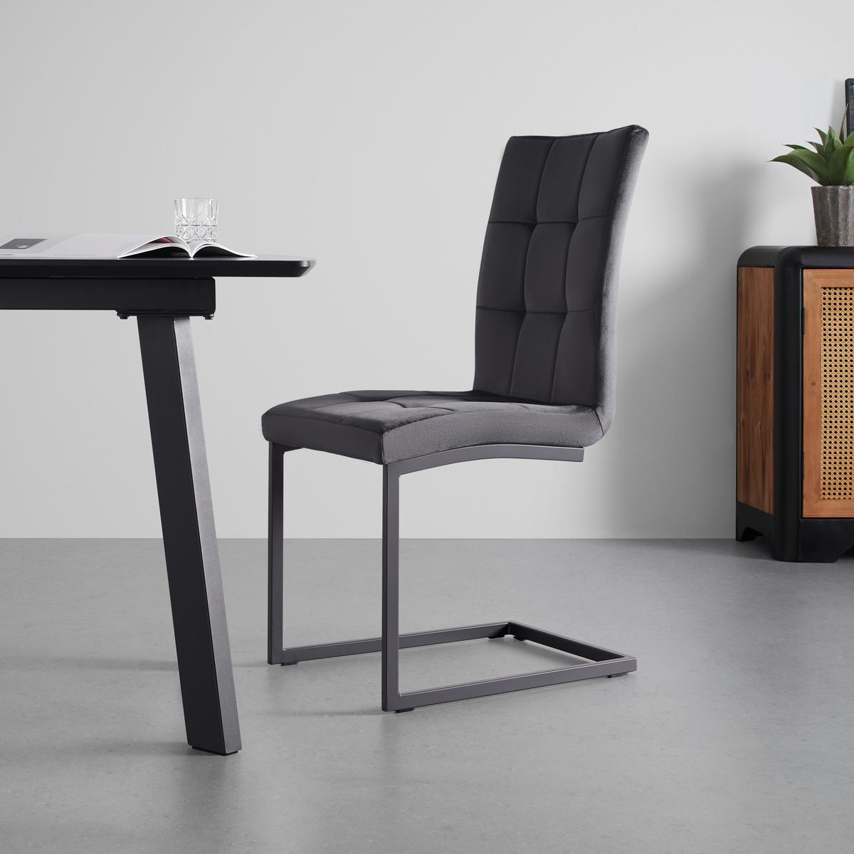 Dvoudílna sada židlí MELA tmavěšedá - černá/tmavě šedá, Moderní, kov/textil (44/95/60cm) - PBJ