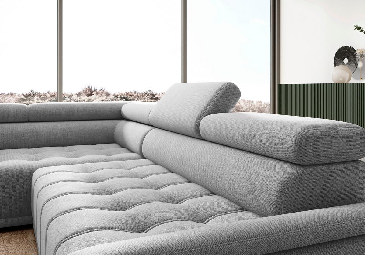 Rohová sedačka GRINALDI, levá, modrošedá - černá/modrošedá, Moderní, textil/plast (106/283cm) - Premium Living