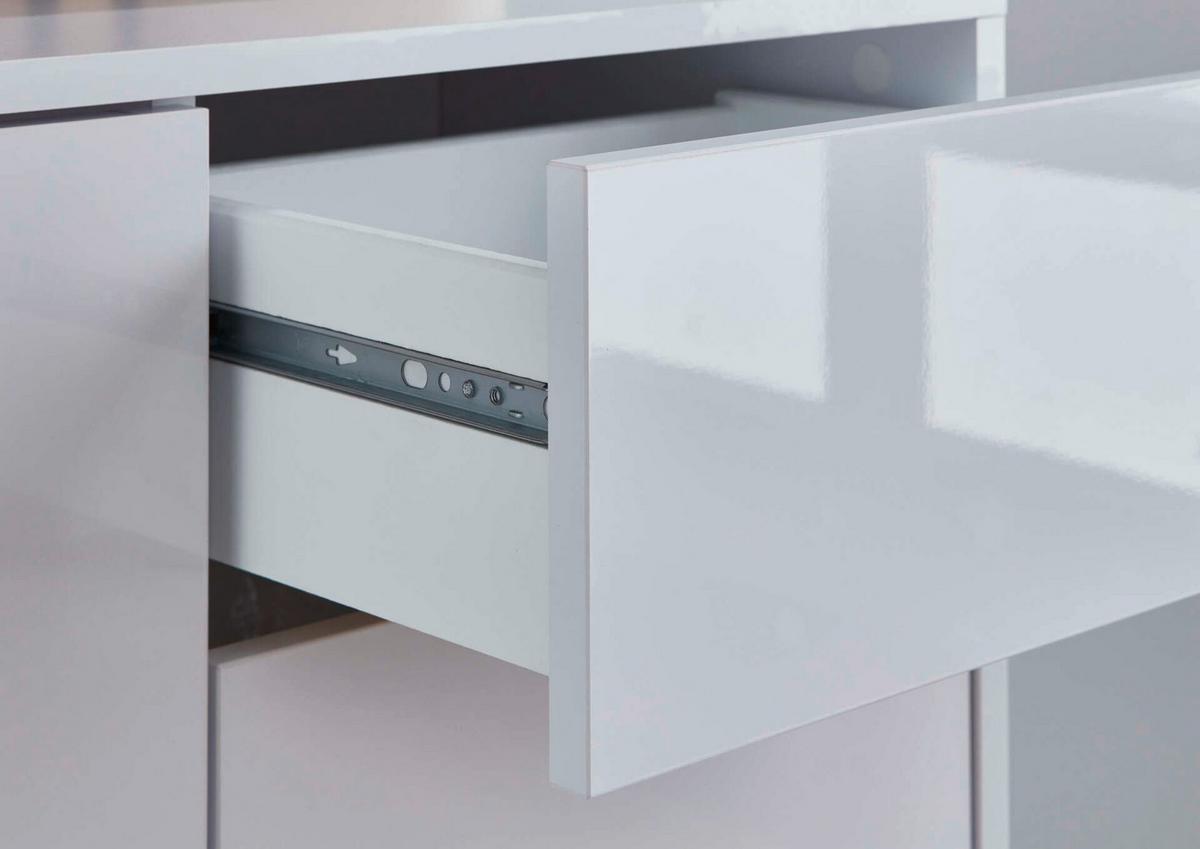 Sideboard Mailand 9 B: 184,5 cm Weiß - Weiß Hochglanz/Anthrazit, MODERN, Holzwerkstoff (184,5/86/33cm) - MID.YOU
