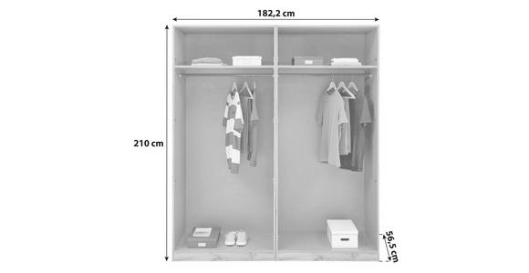 Offener Kleiderschrank 182 cm Unit Weiß - Weiß, MODERN, Holzwerkstoff (182,2/210/56,5cm) - Ondega