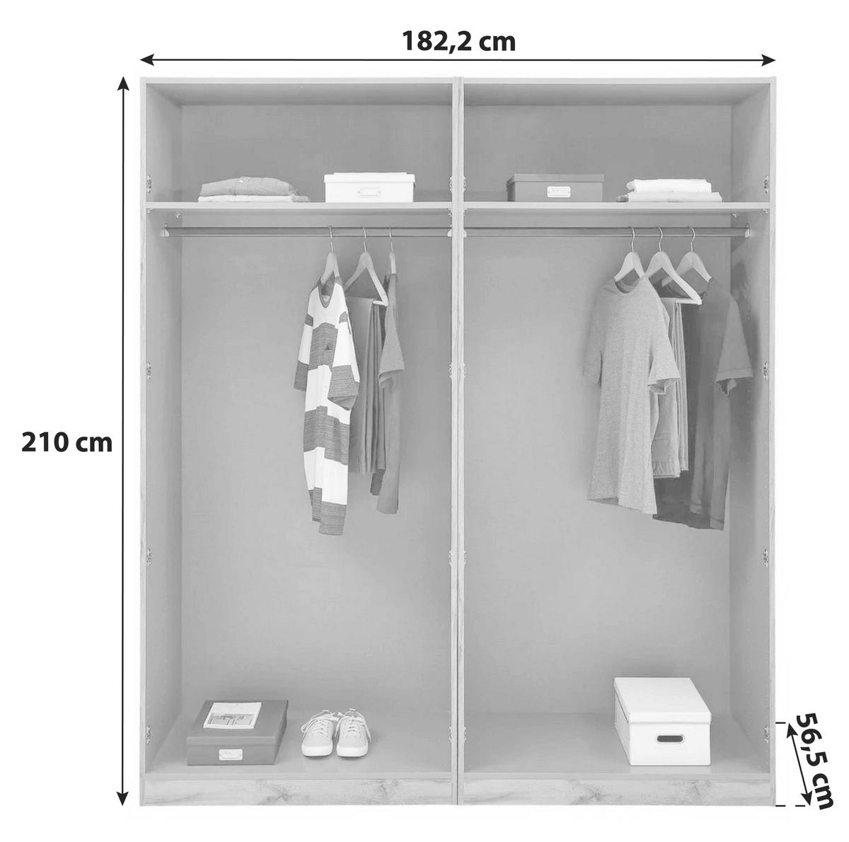 otvorená skriňa UNIT š. 182 cm dekor biela - biela/chrómová, Modern, kompozitné drevo/plast (182,2/210/56,5cm) - Ondega