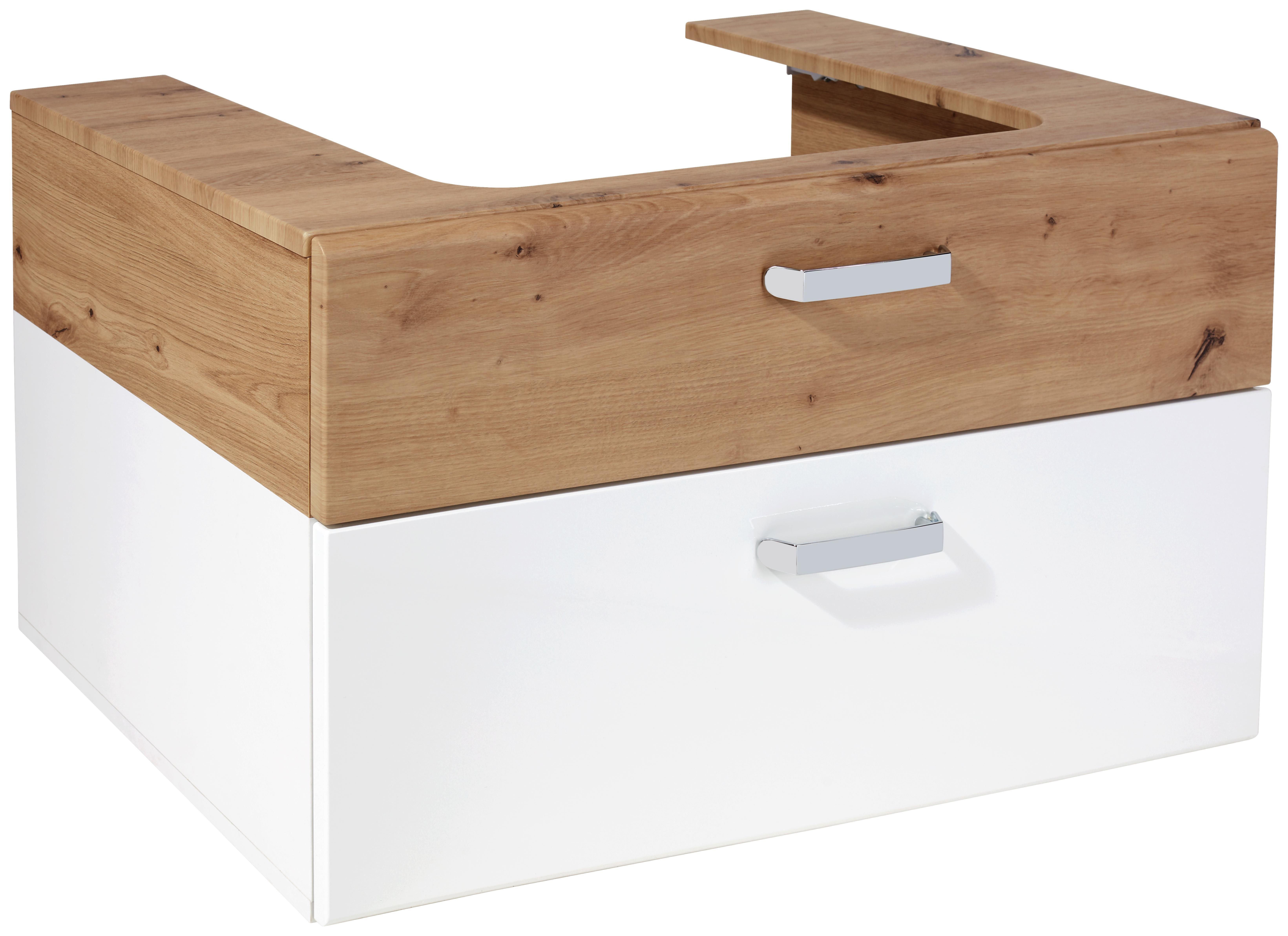 Mosdó Alsószekrény Campi - Tölgyfa/Fehér, konvencionális, Faalapú anyag (80/48,7/47,6cm)