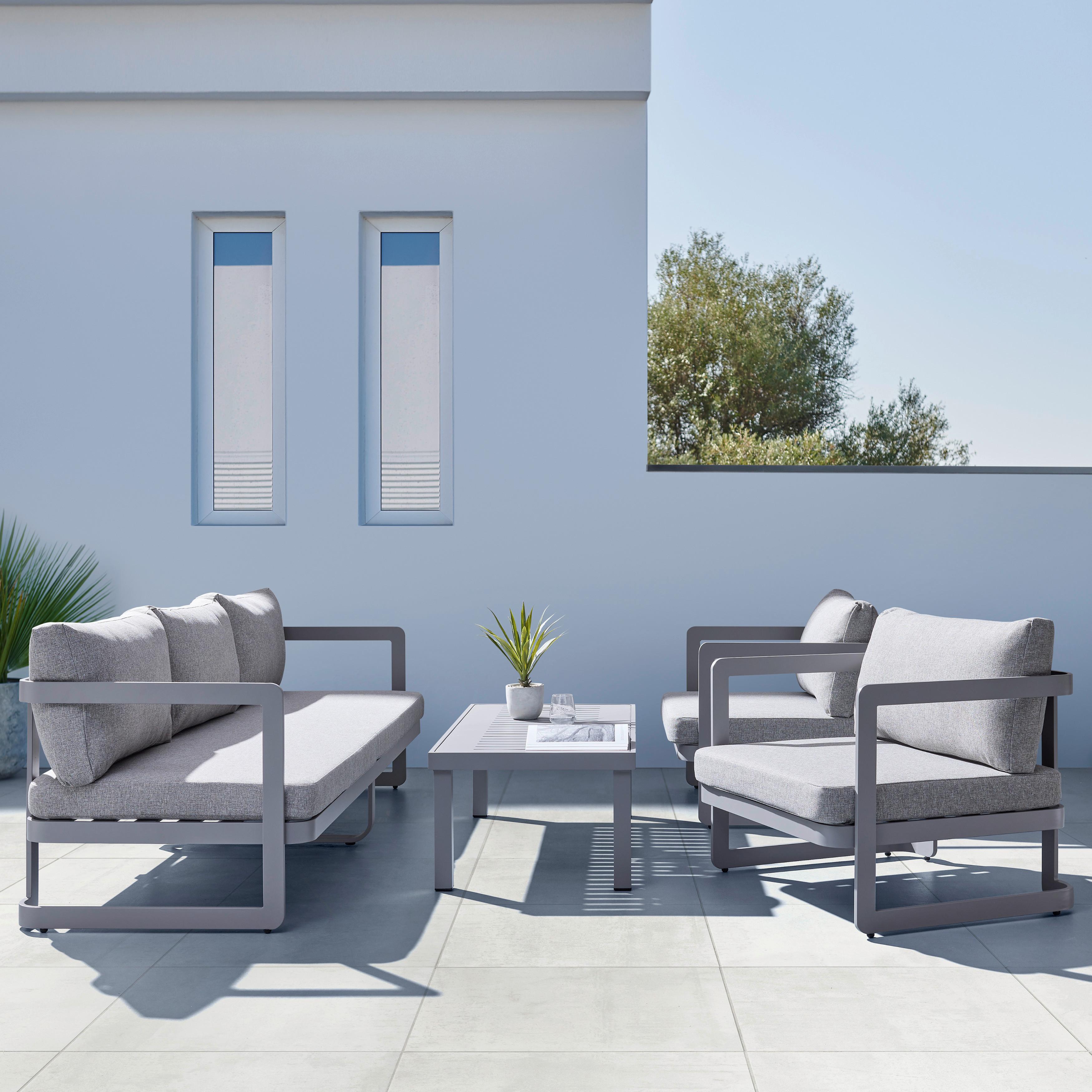 Stylová Sedací Souprava Illaria Na Zahradu - světle šedá, Moderní, kov/textil - Bessagi Garden