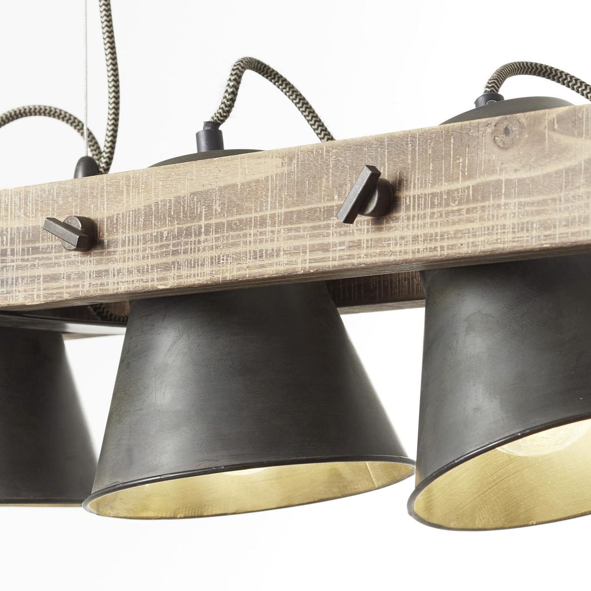 Hängeleuchte 82175/46 Plow - Schwarz, Natur, Holz/Metall (95/20/115cm) - Brilliant