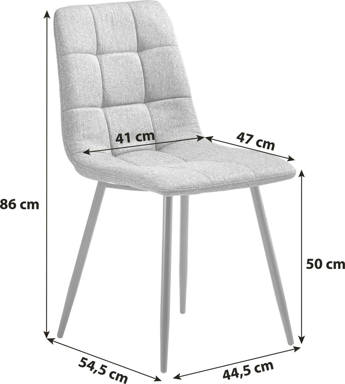 Vierfußstuhl Empoli Leinenoptik Grau, B: 44,5 Cm - Schwarz/Grau, KONVENTIONELL, Holz/Textil (44,5/86/54,5cm) - Livetastic