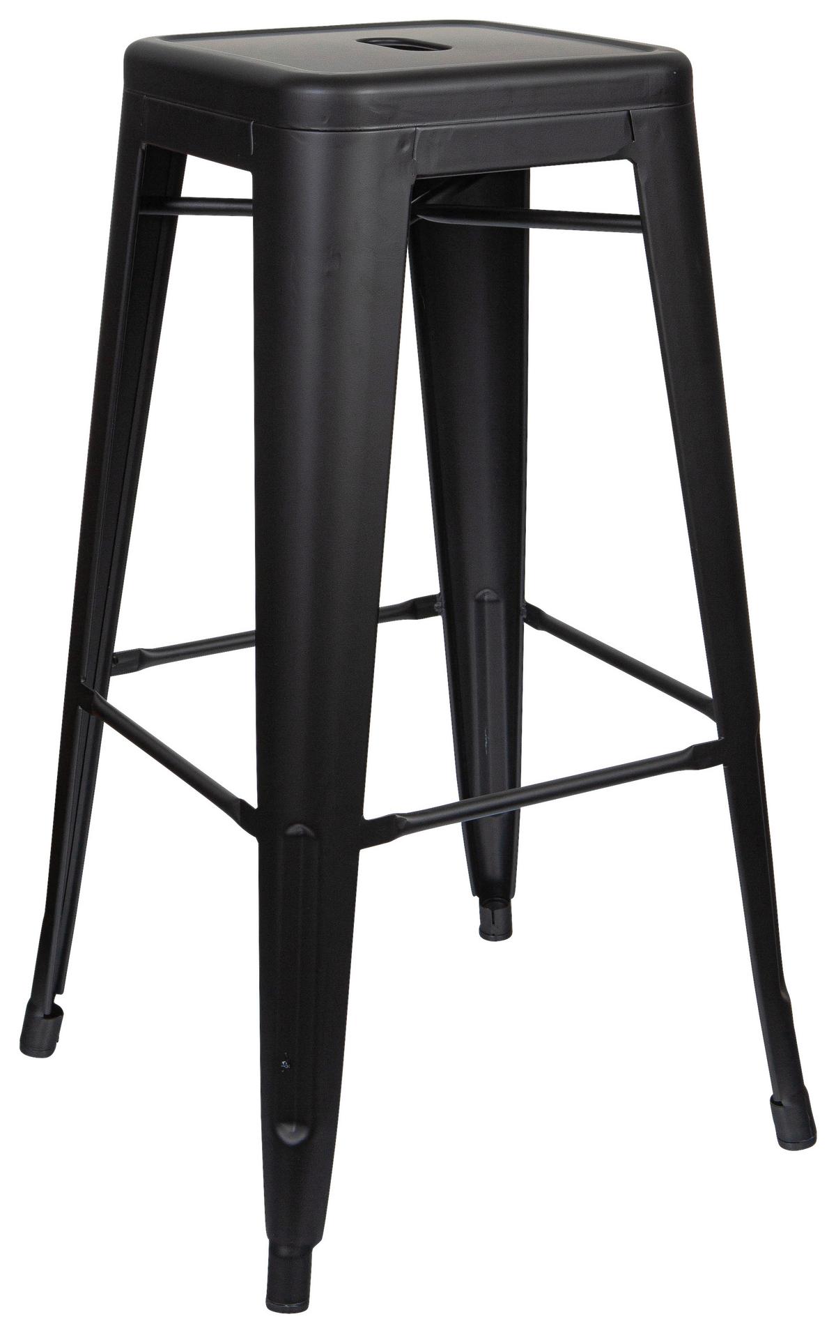 Barhocker Vantaggio High Brush Stapelbar Schwarz Bis 150 Kg - Schwarz, Basics, Metall (44/77/44cm) - MID.YOU