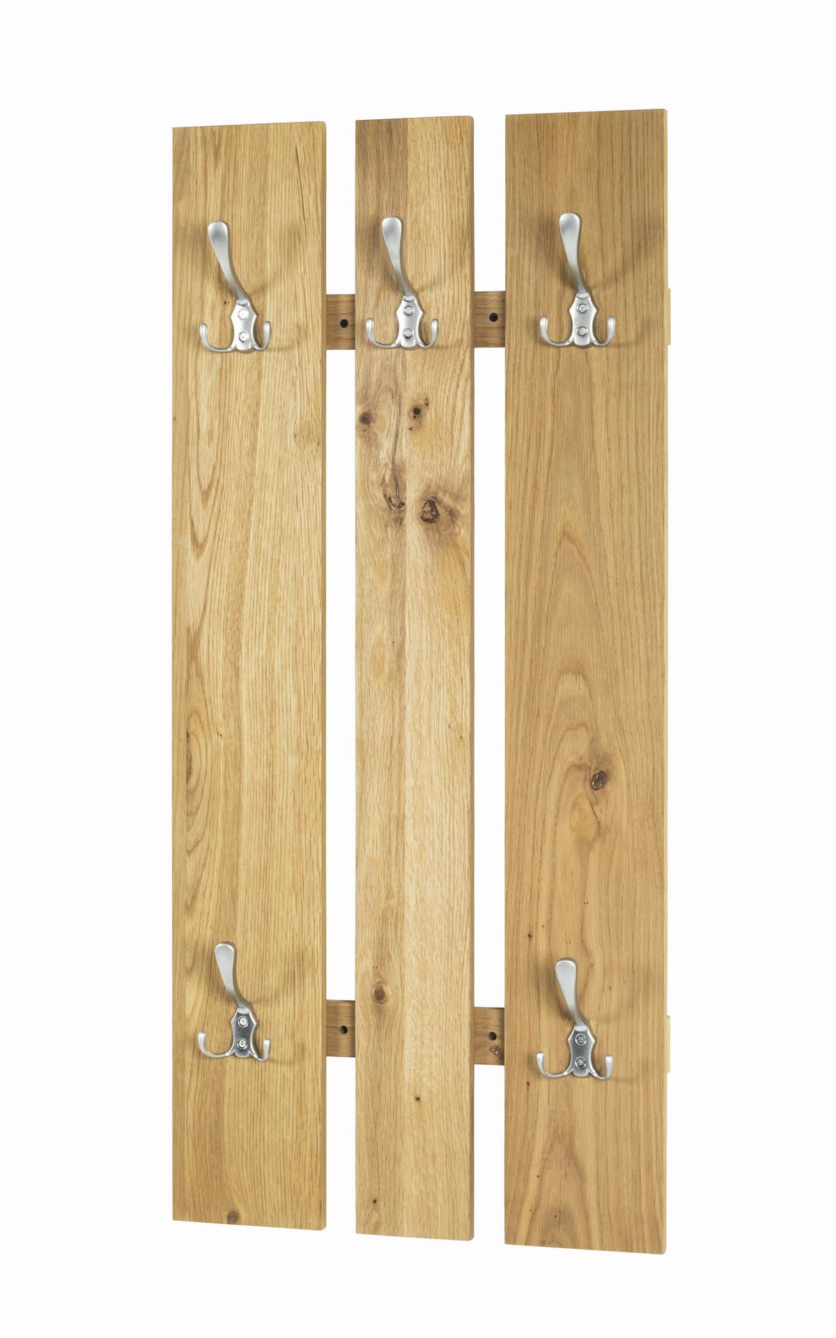 Wandgarderobe Merit Eiche-/Edelstahlfarben B: 45cm - Edelstahlfarben/Eichefarben, Basics, Holz/Holzwerkstoff (45/9/100cm) - Livetastic