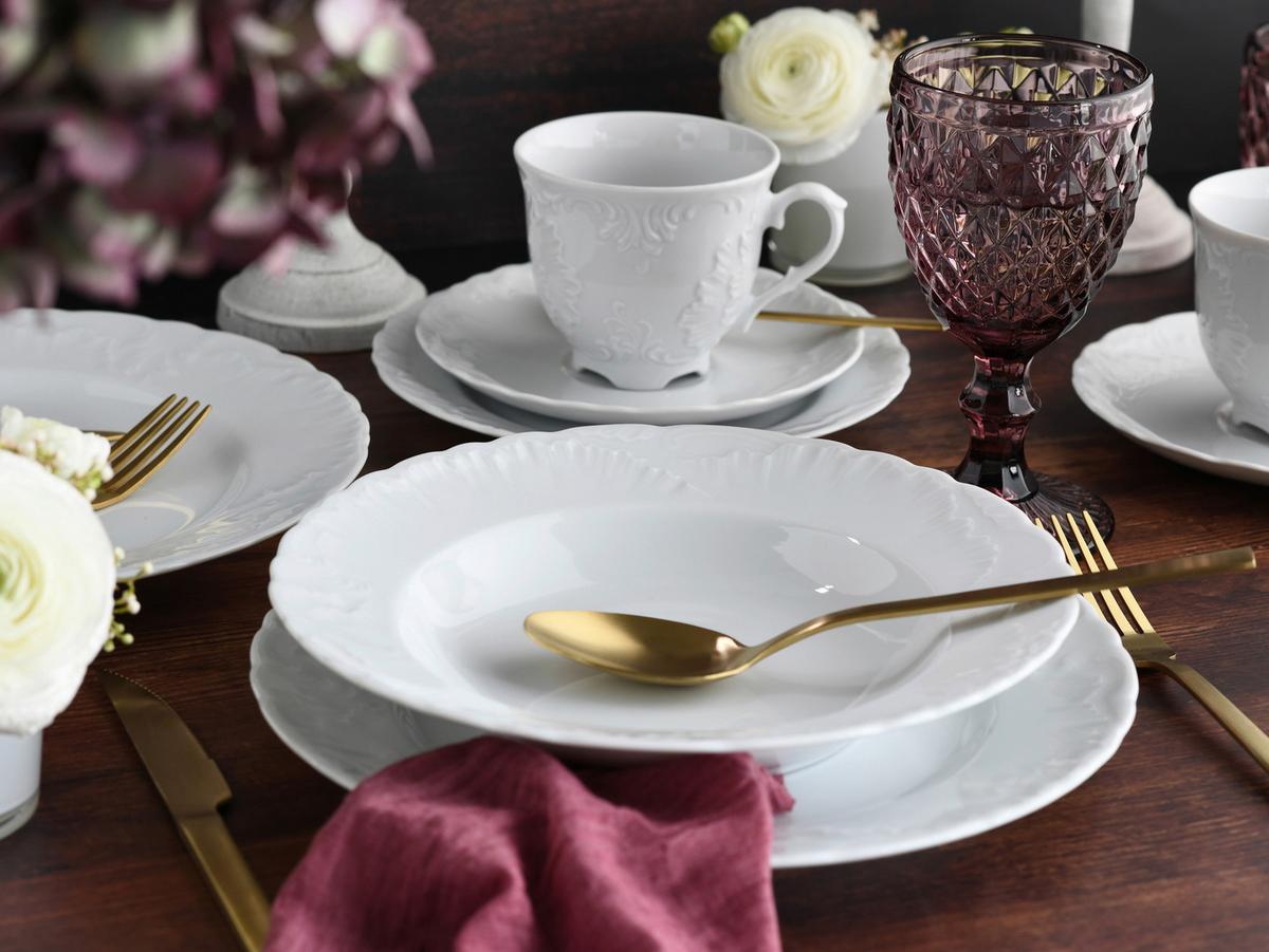 Kombiservice Rokoko Weiss Porzellan, 6 Pers., 30-teilig - Weiß, Basics, Keramik - Creatable