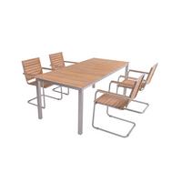 Gartentischgruppe Dallas/Denver - Silberfarben/Braun, Basics, Holz/Metall - Gardenson