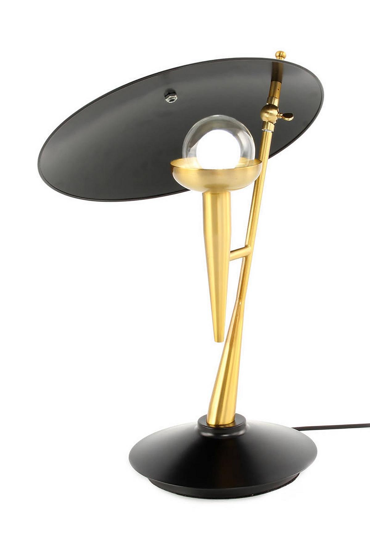 Tischlampe Flyer Schwarz/ Goldfarben - Goldfarben/Schwarz, Trend, Metall (36/36/50cm) - Kayoom