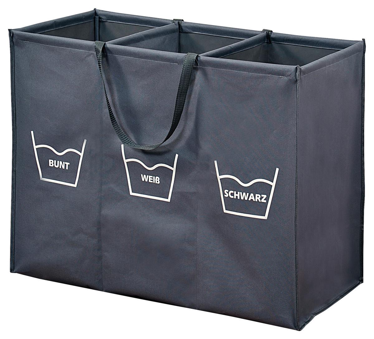 Wäschesack 3er Einteilung Grau, 74x35x60 cm - Grau, MODERN, Kunststoff (74/35/60cm) - Kesper