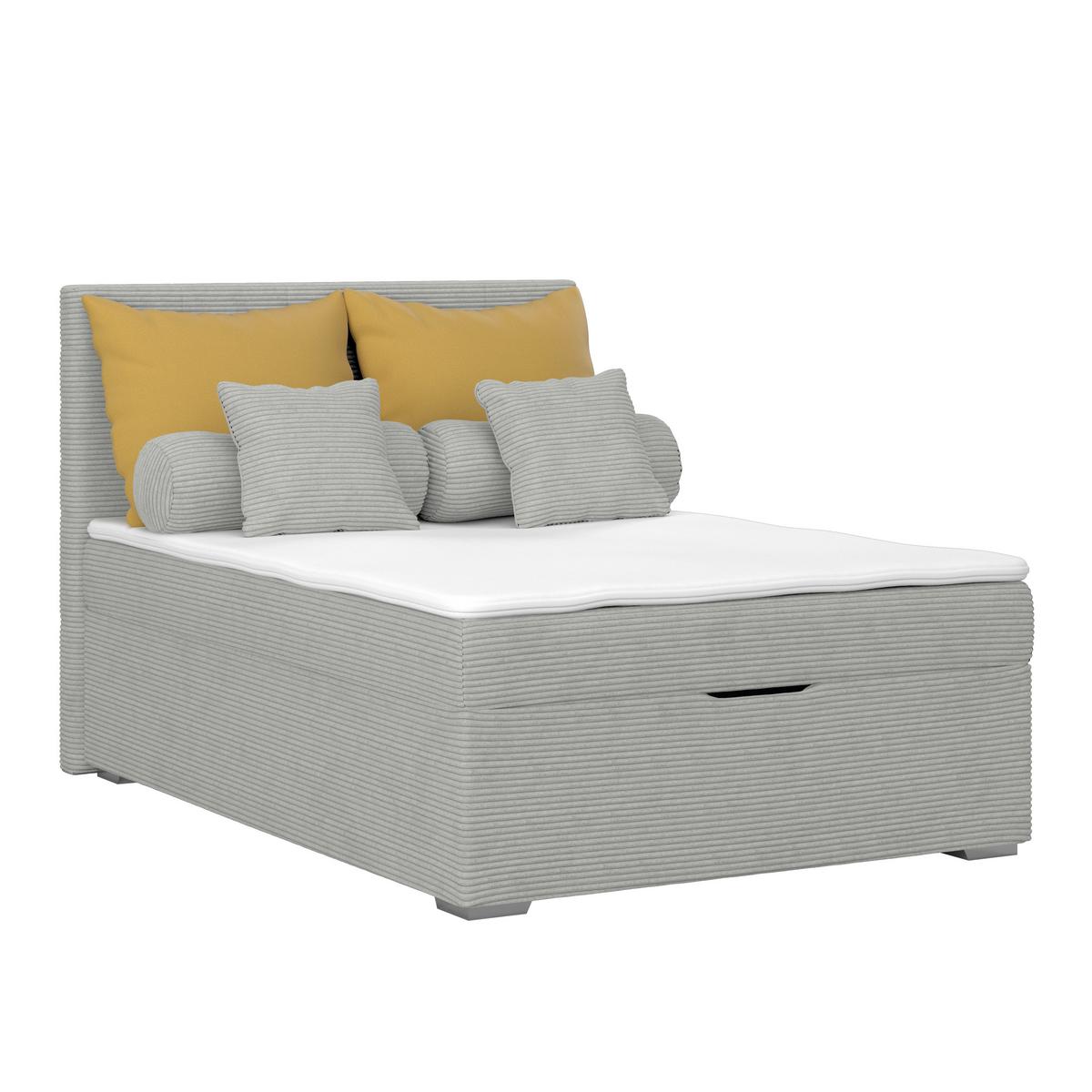 Kárpitozott Ágy Adria 140/200cm - szürke, Konventionell, textil/fa (140/200cm)