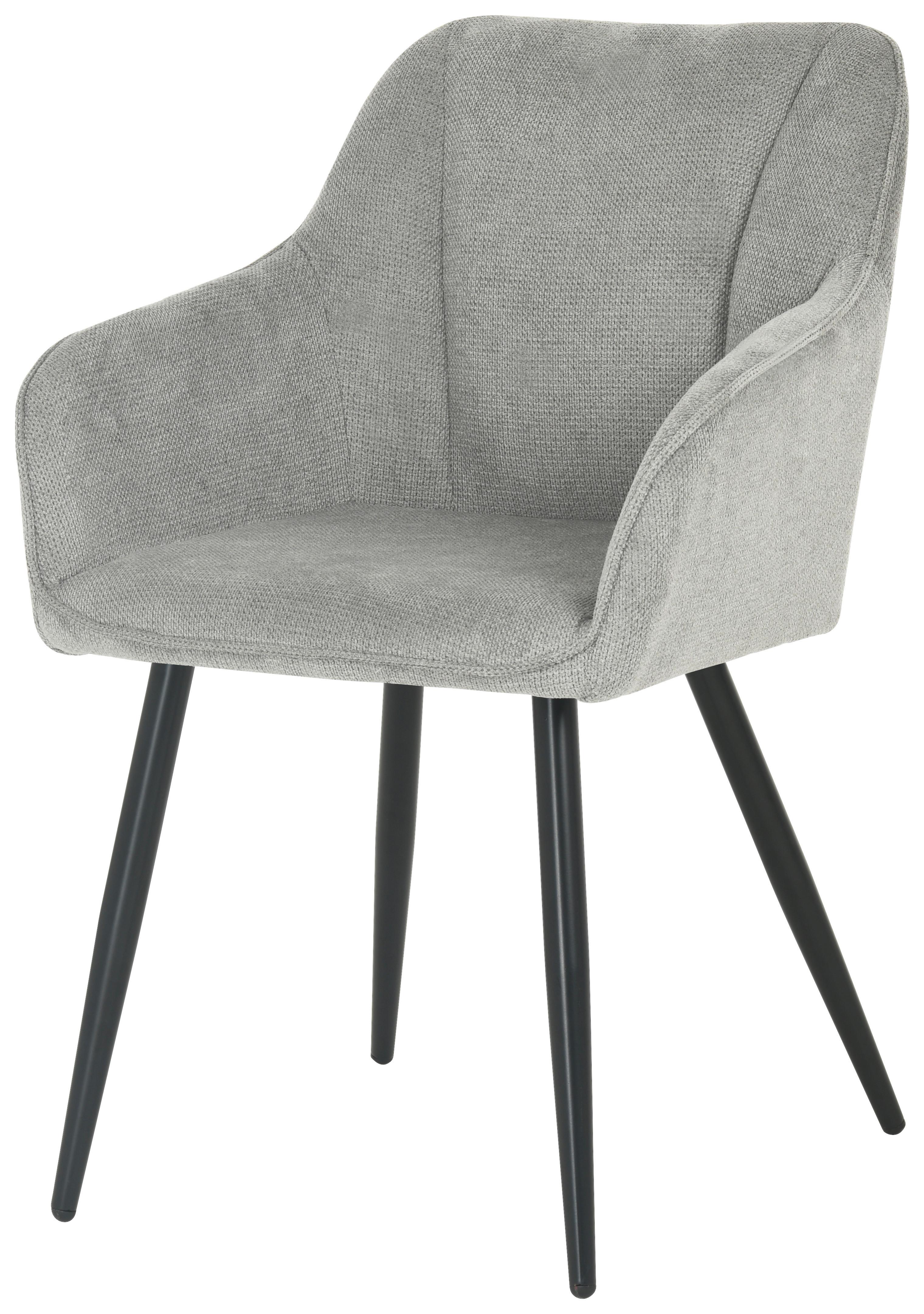 Armlehnstuhl Caro Grau Gepolstert - Schwarz/Grau, KONVENTIONELL, Holz/Textil (55/82/61cm) - Nedis SmartLife