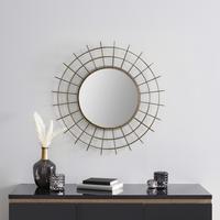 Zrcadlo v barvě mosazi MIRANDA - barvy stříbra/barvy mosazi, Moderní, kov/kompozitní dřevo (76cm) - Bessagi Home