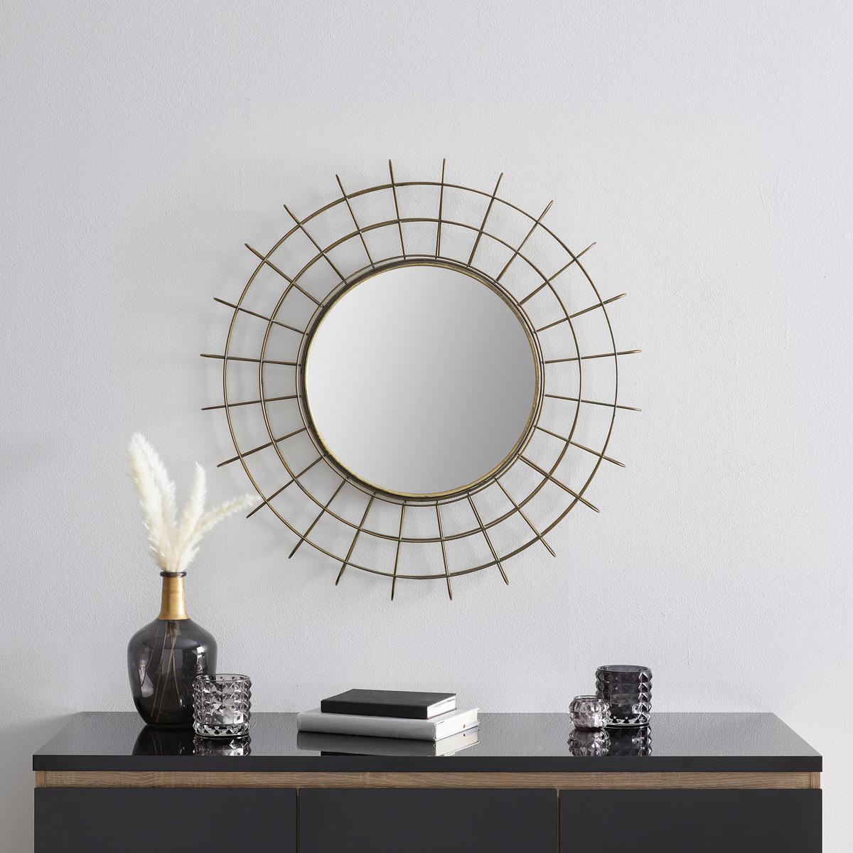 Zrcadlo v barvě mosazi MIRANDA - barvy stříbra/barvy mosazi, Moderní, kov/kompozitní dřevo (76cm) - Bessagi Home