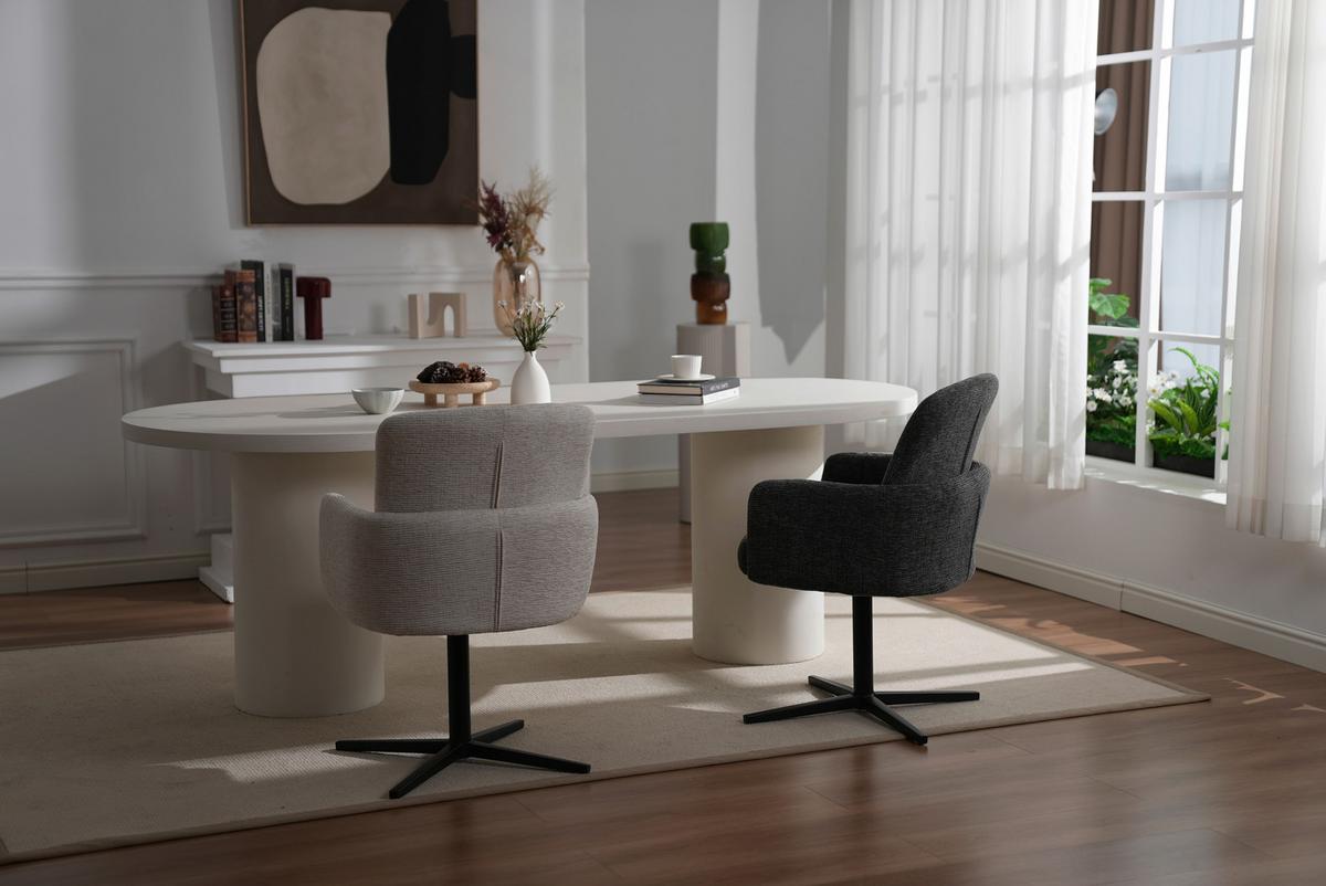 Armlehnstuhl Allison Leinenoptik Beige, B: 58 Cm - Beige/Schwarz, LIFESTYLE, Holz/Textil (58/86/64cm) - Livetastic