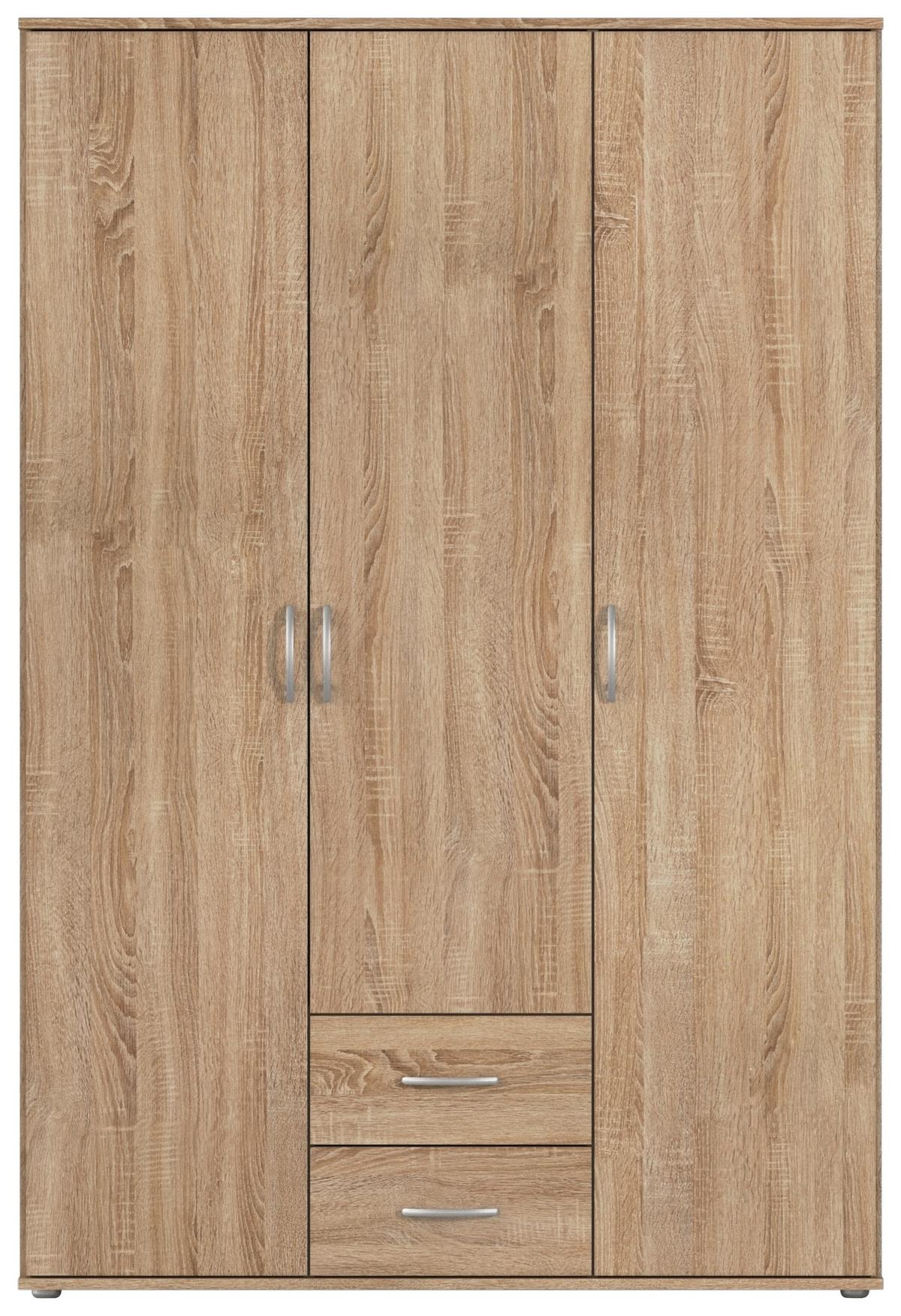Kleiderschrank Paul 3 - Eichefarben, KONVENTIONELL, Holzwerkstoff (127/188/52cm)