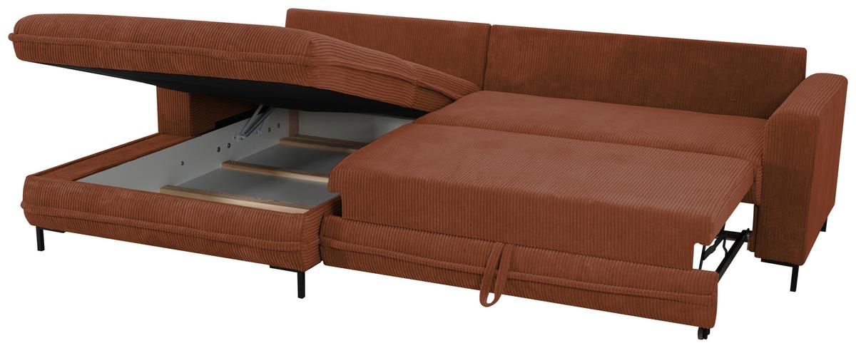 Ecksofa Armilla Rostfarben S: 174x2725 cm - Rostfarben/Schwarz, Design, Textil (174/272cm) - MID.YOU