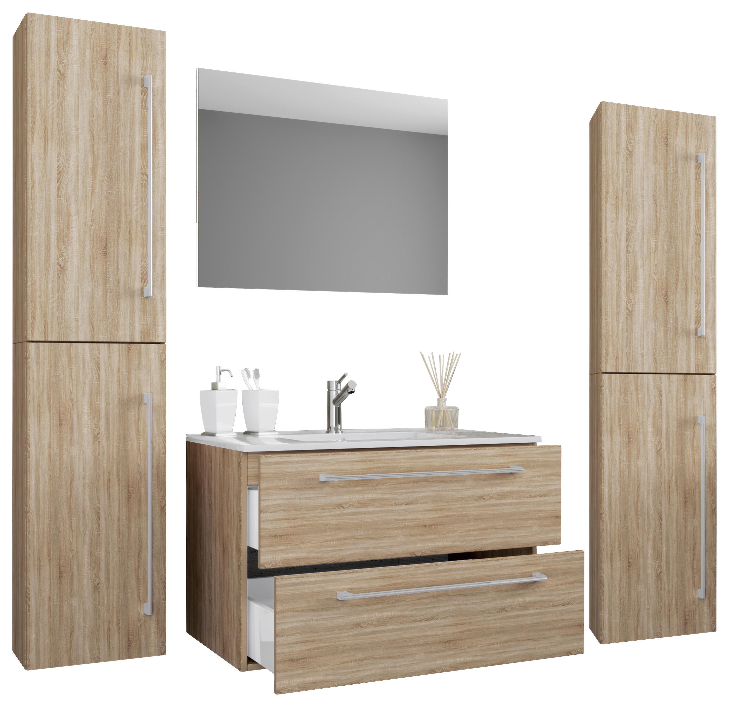 Badezimmer Badinos 5-Teilig Sonoma Eiche B: 126 cm
