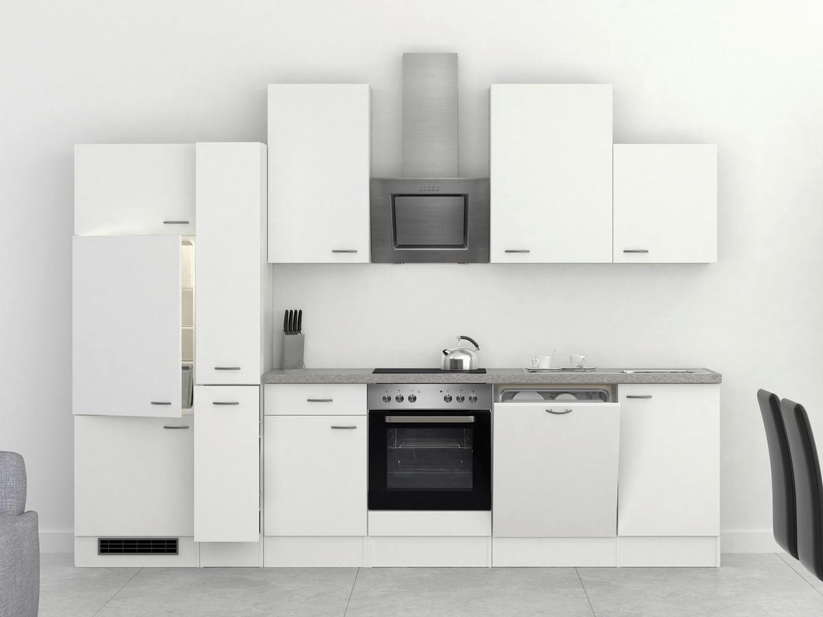 Küchenzeile Wito Mit Geräten 310 Cm Weiß/grau Modern - Hellgrau/Weiß, MODERN, Holzwerkstoff (310cm) - FlexWell