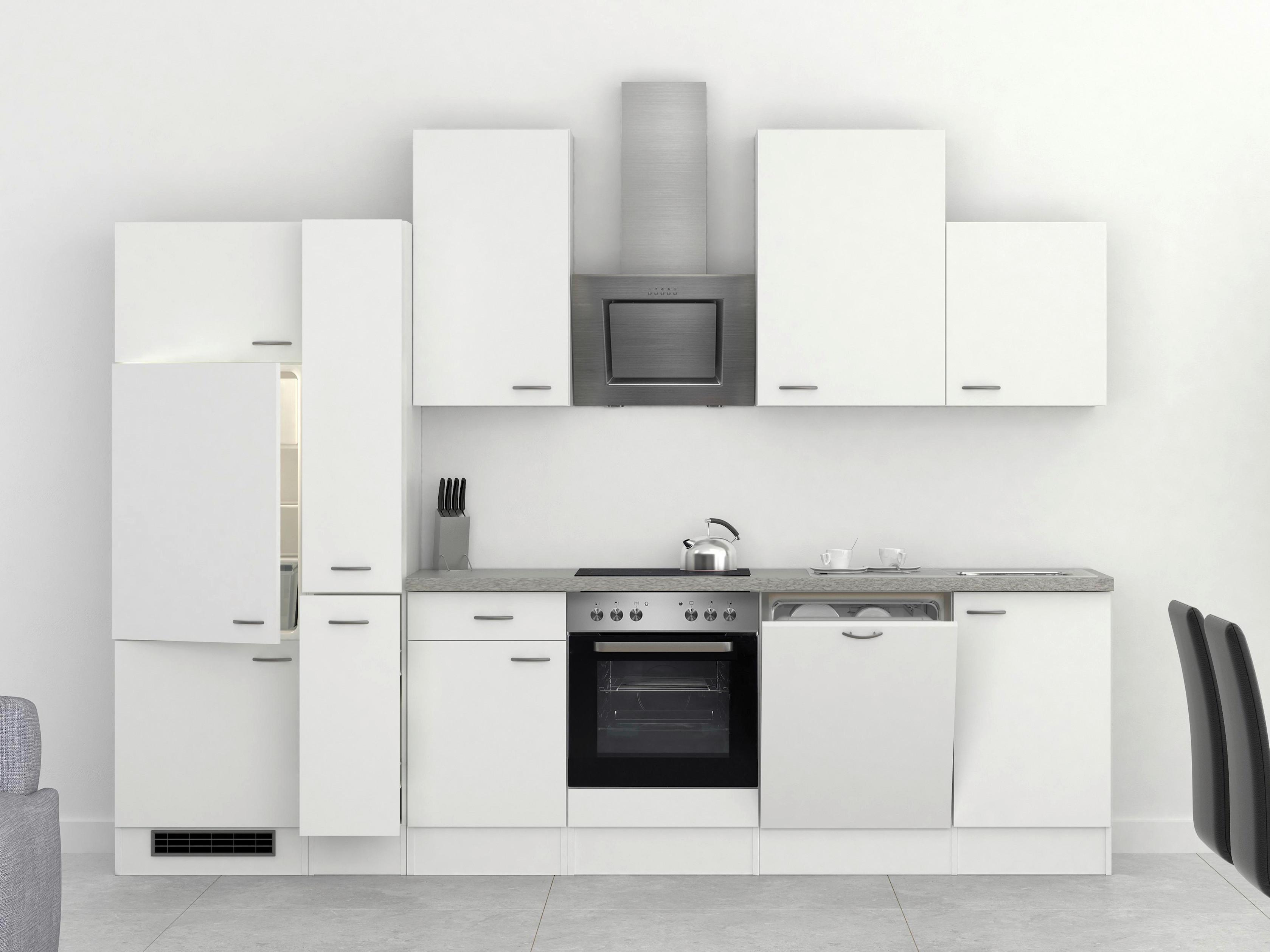 Küchenzeile Wito m. Geräten 310 cm Weiß/Grau modern