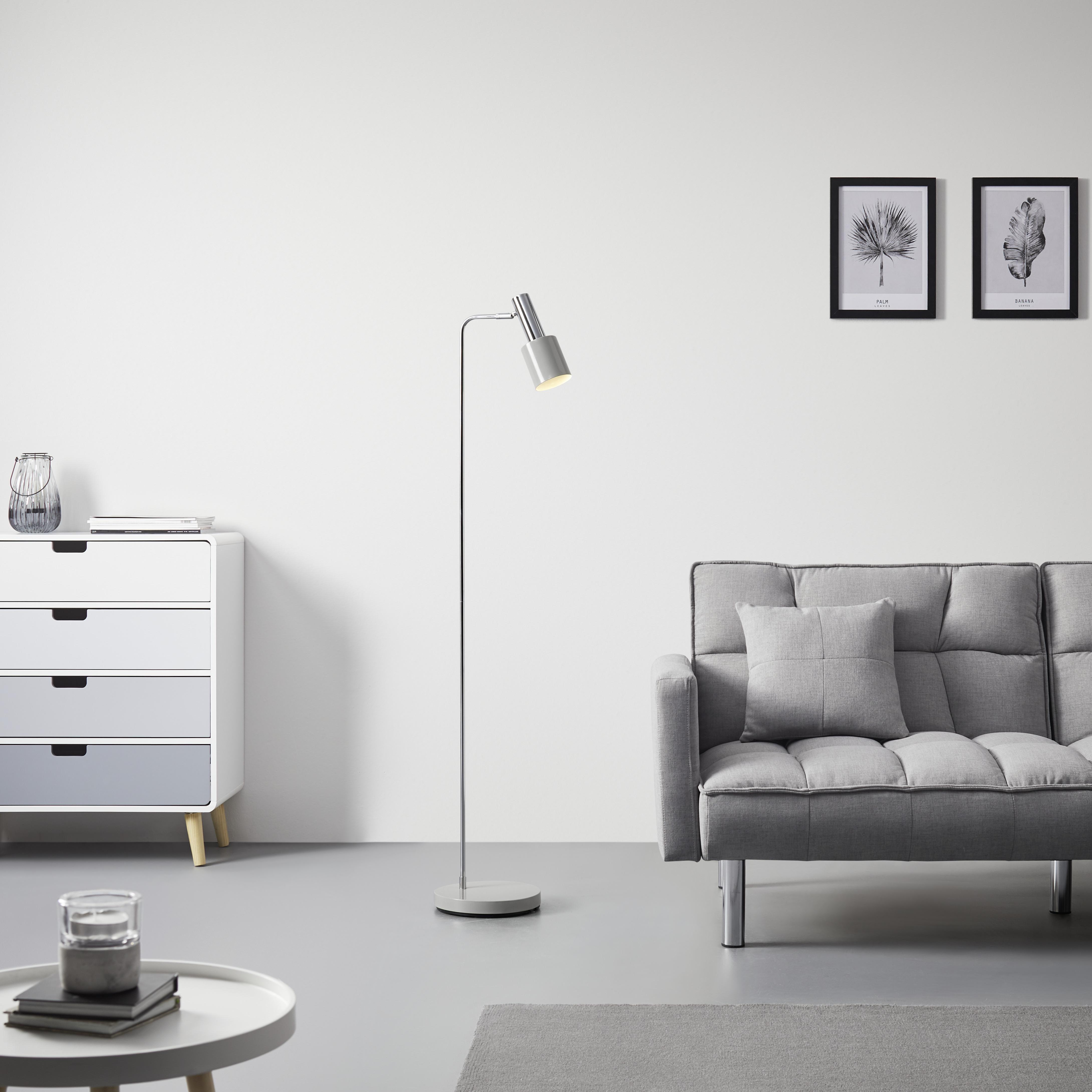 Stojaca Lampa Illya - sivá, Moderný, kov (24/25/142cm) - Bessagi Home