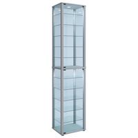 Vitrine Kavisa Silberfarben B: 50 cm mit 10 Einlegeböden - Silberfarben/Schwarz, MODERN, Glas/Holzwerkstoff (50/227/38cm) - MID.YOU