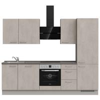 Kuchynská linka 270 cm, šedý betón/ kamenná šedá - sivá/farba ušľachtilej ocele, Modern, kov/kompozitné drevo (270cm) - Nobilia