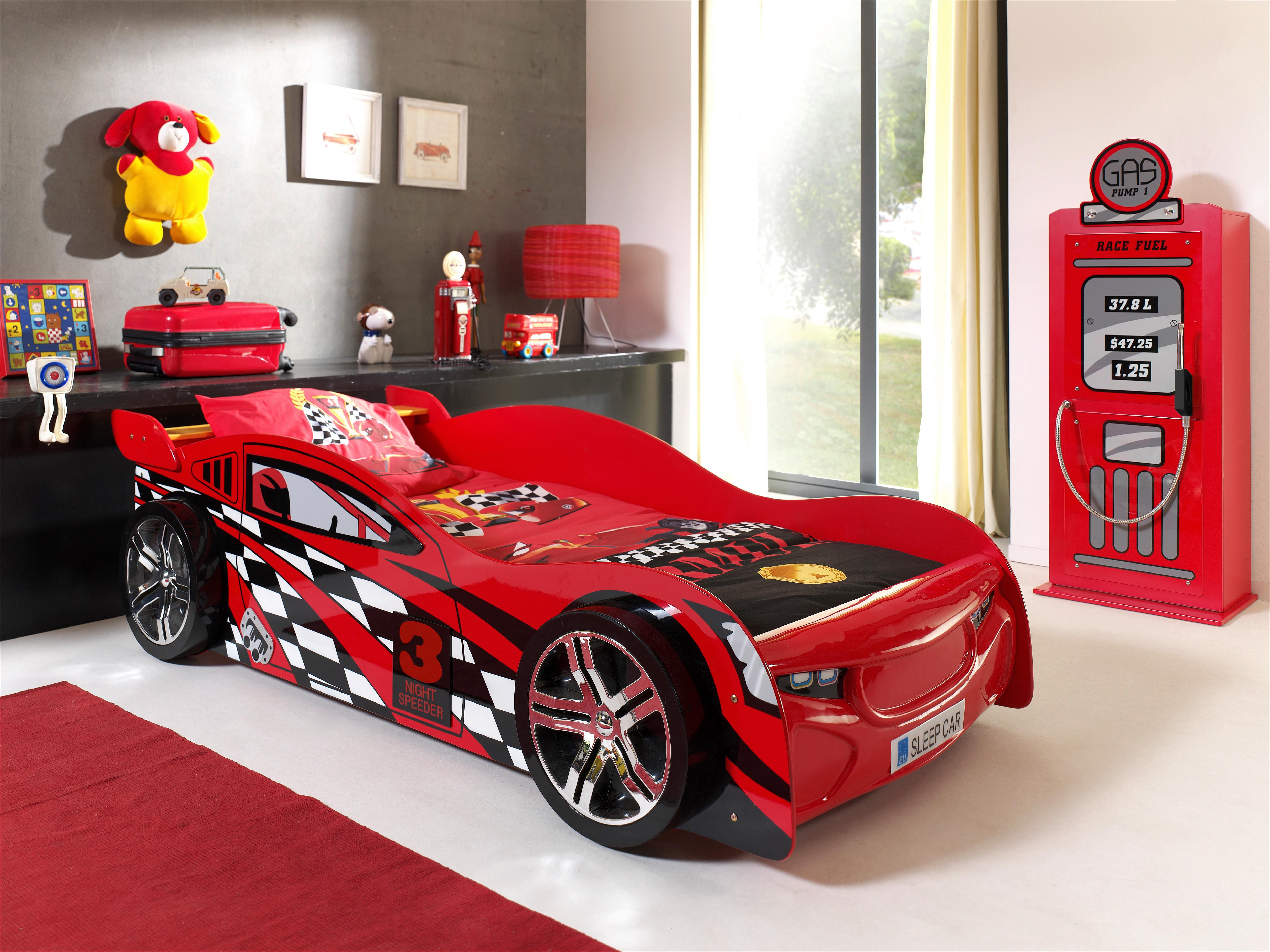 Autobett Night Speeder 90x200 cm Rot +verzierungen - Rot, MODERN, Holzwerkstoff (90/200cm) - MID.YOU